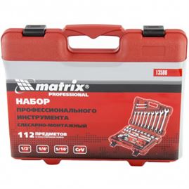 Набор инструментов, 1/4", 1/2" и 5/16", 112 предметов Matrix